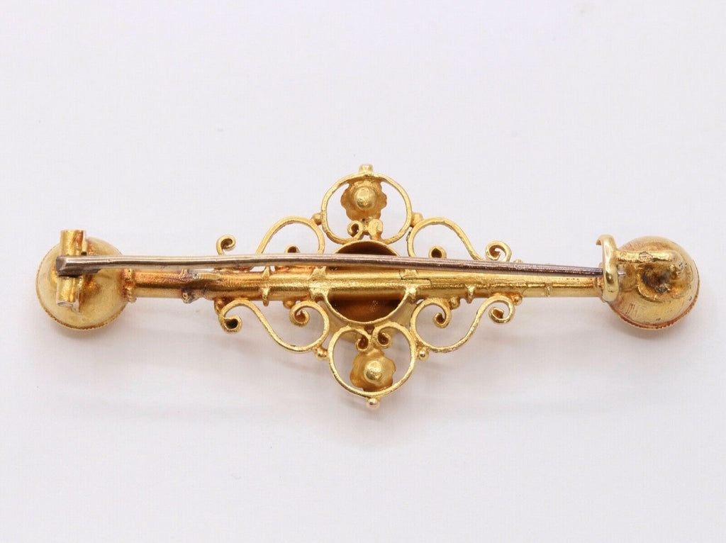 Victorian 14K Yellow Gold Turquoise Bar Pin Brooch