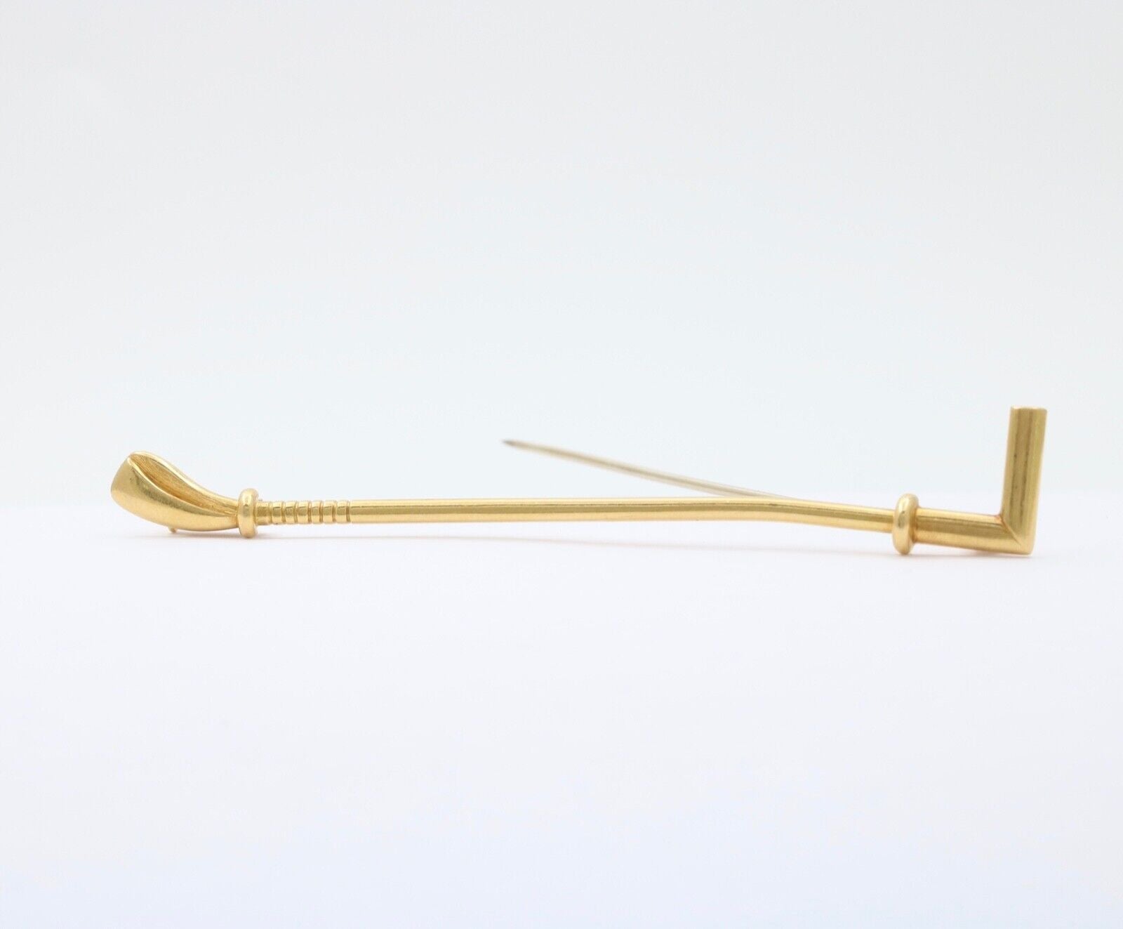 Vintage Horse Riding Crop 18K Yellow Gold Brooch Pin
