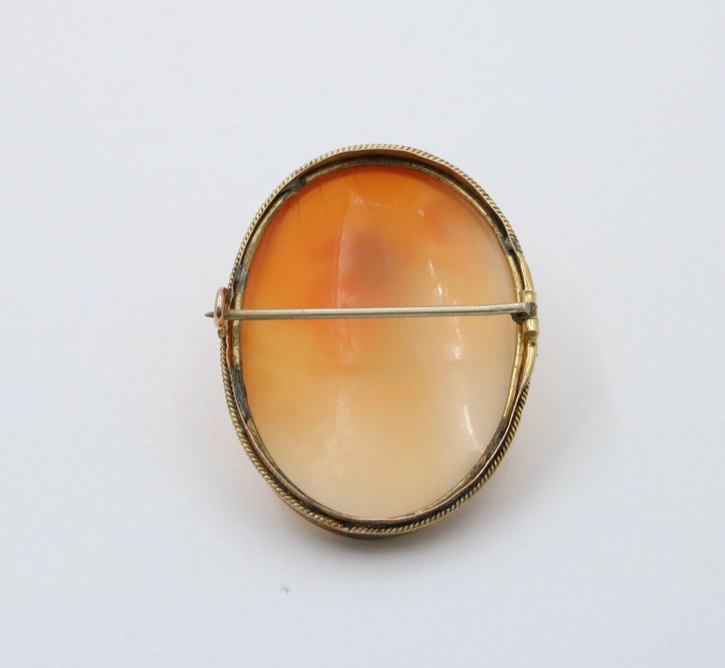 Antique 14K Yellow Gold The Meloi Khryseoip Shell Cameo Brooch.Pin.