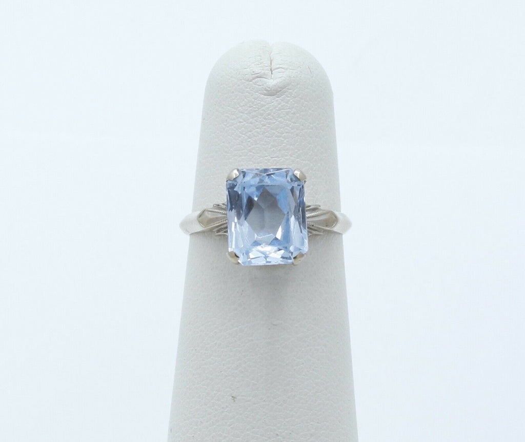 Art Deco Aquamarine 14K Yellow White Gold Cocktail Ring