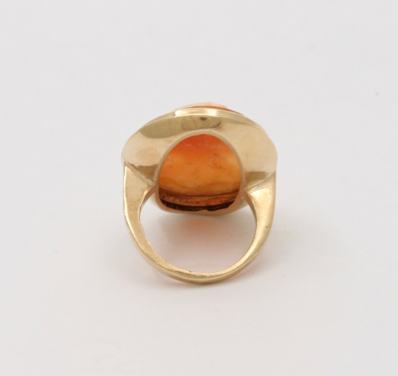 Victorian Style Large Cameo 14K Yellow Gold Ring