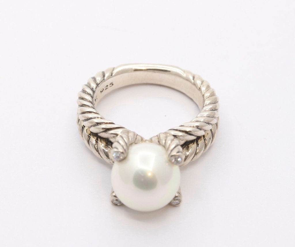 David Yurman Cable Pearl Ring with Diamonds