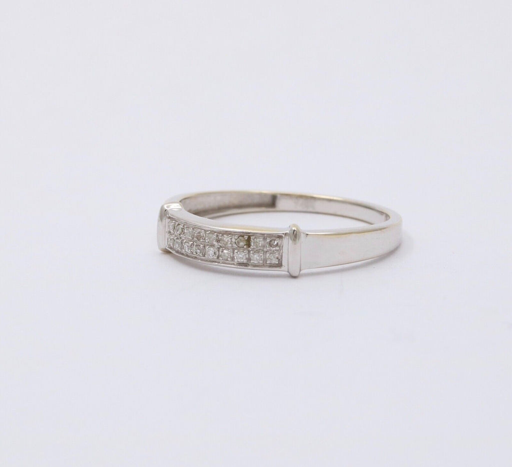 Vintage Diamond 14K White Gold Ring Band, Wedding Band