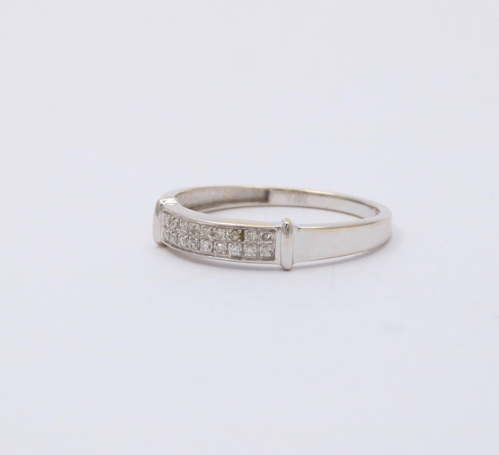 Vintage Diamond 14K White Gold Ring Band, Wedding Band