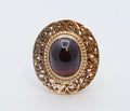 Exquisite Victorian Revival Garnet 14K Yellow Gold Ring