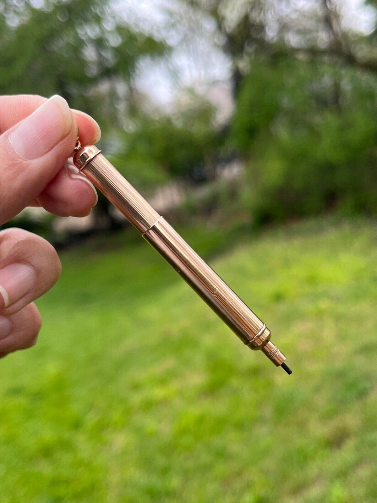 Vintage 18K Yellow Gold Mechanical Telescopic Pencil Pendant