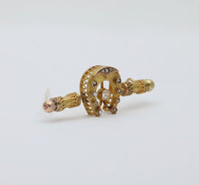 Load image into Gallery viewer, Victorian Russian Diamond Seed Pearls 16K Yelllow Gold Brooch Pin
