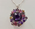 Vintage 18K White Gold Huge Amethyst Quartz Party Necklace
