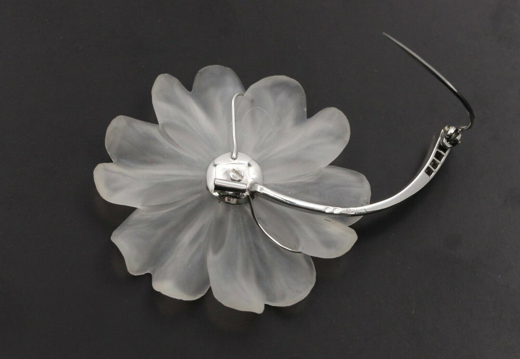 Vintage 18K White Gold Diamond Crystal Flower Brooch
