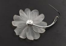 Load image into Gallery viewer, Vintage 18K White Gold Diamond Crystal Flower Brooch
