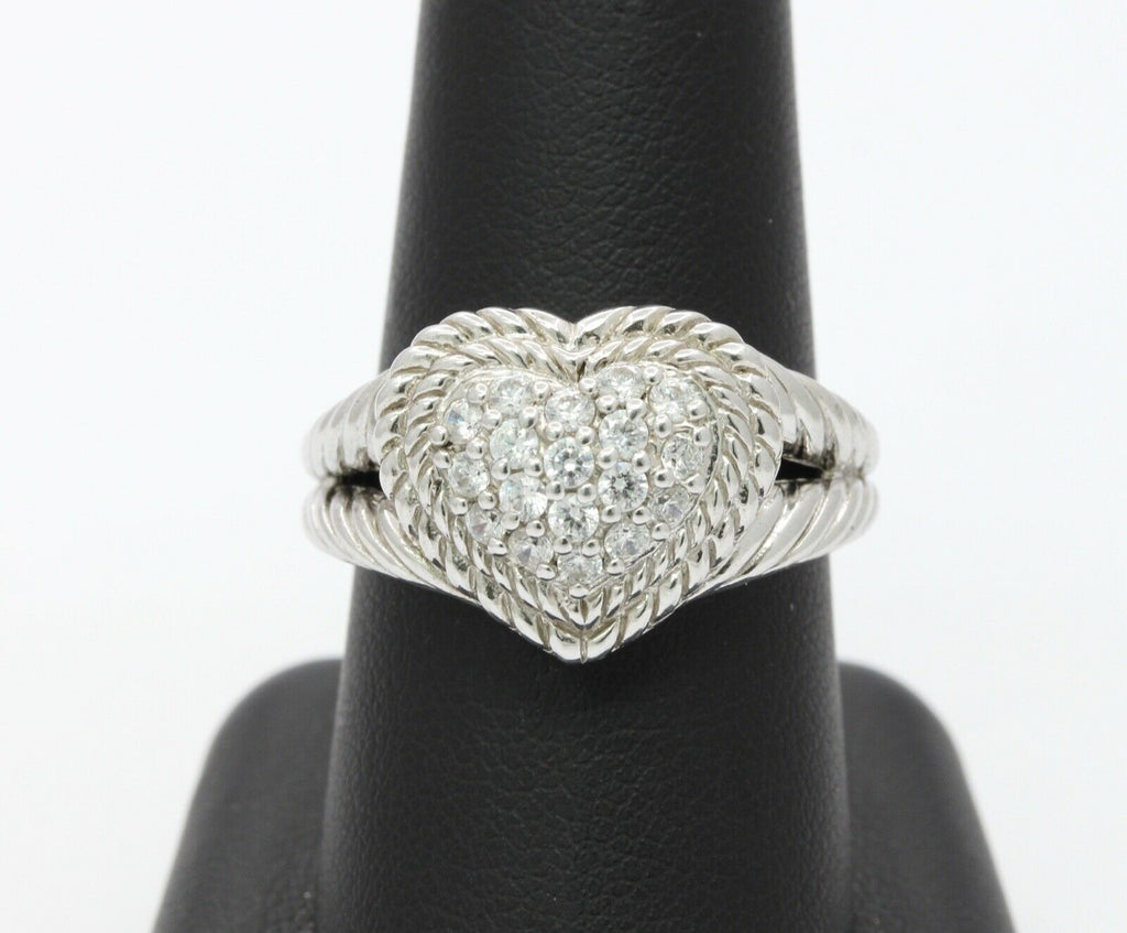 Vintage Judith Ripka Sterling Silver CZ Heart Ring