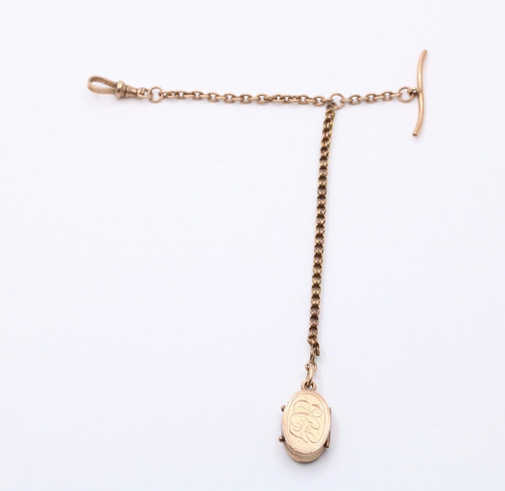 Victorian Antique Watch Chain FOB Locket 14K 10K Yellow Gold