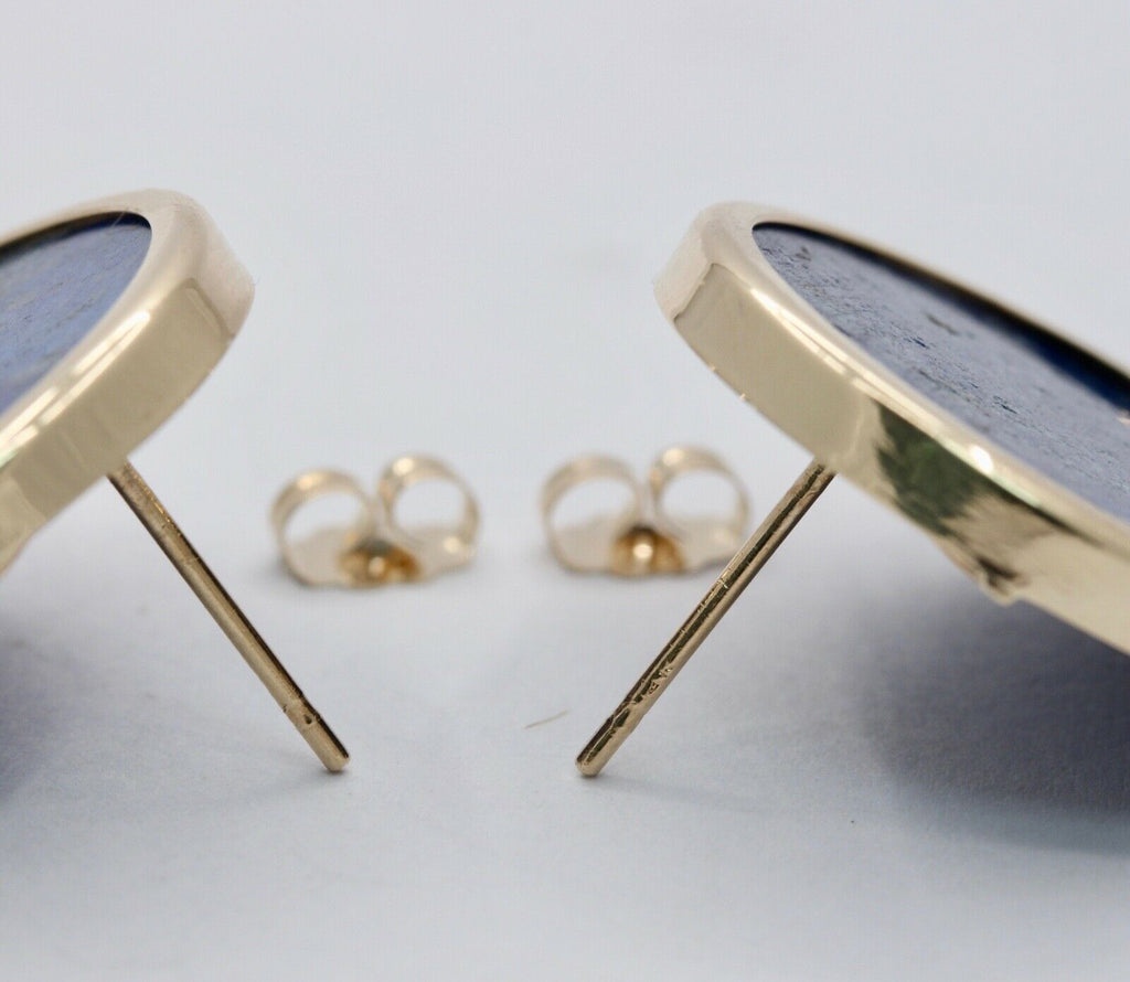 Vintage Ladies Large 14K Lapis Lazuli Earrings