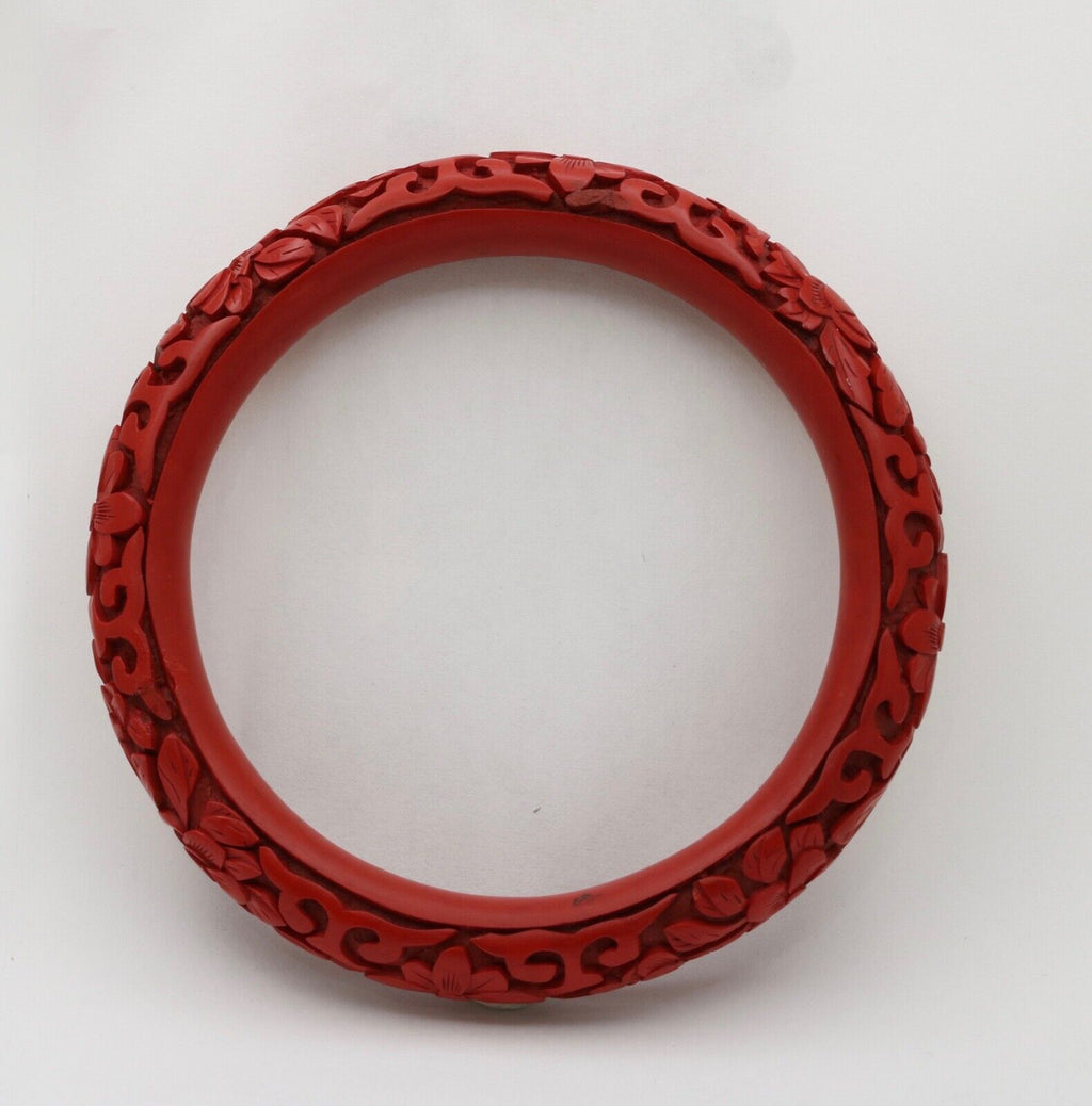 Vintage Red Cinnabar Chanterelle Bangle Bracelet
