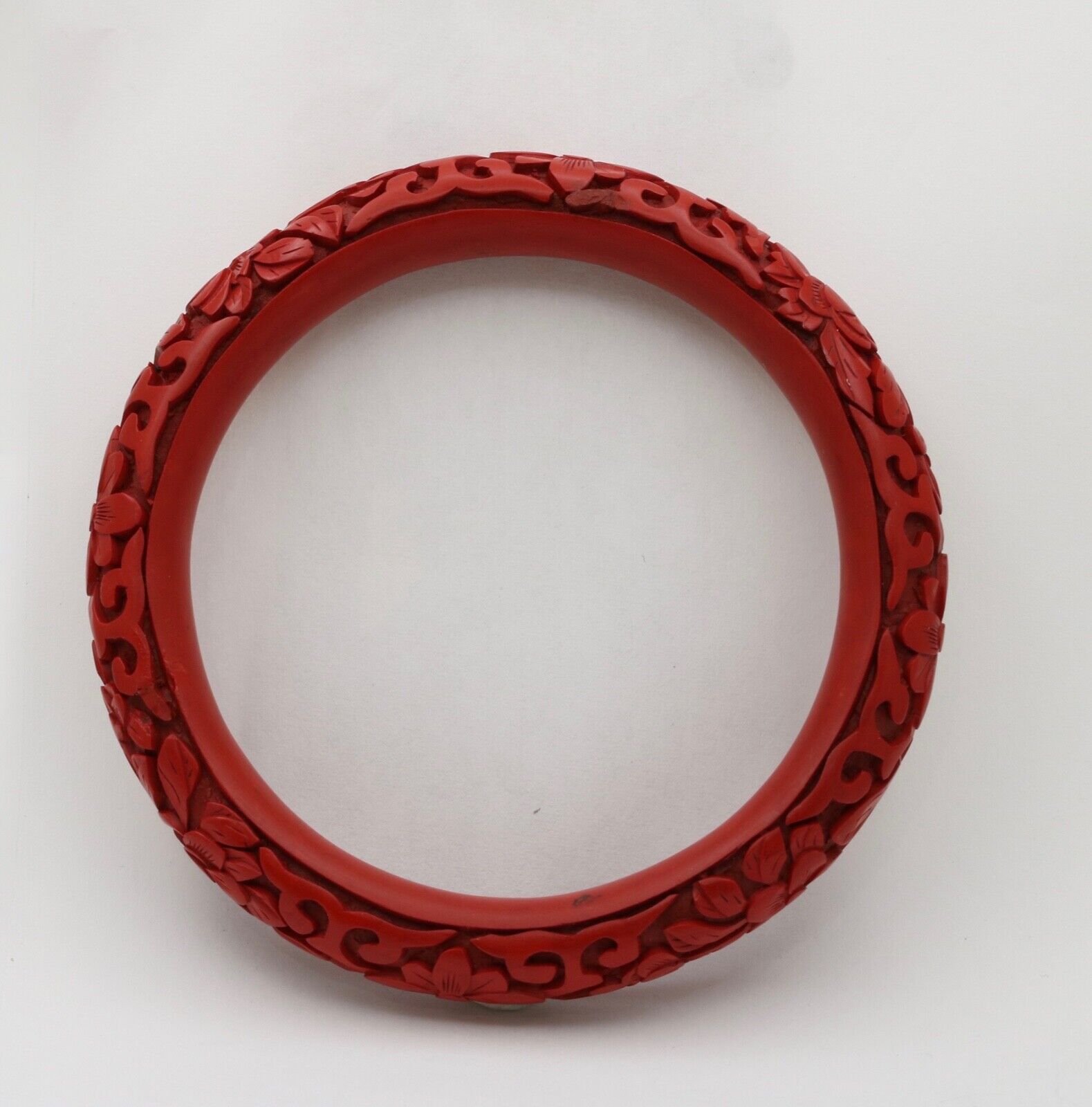 Vintage Red Cinnabar Chanterelle Bangle Bracelet