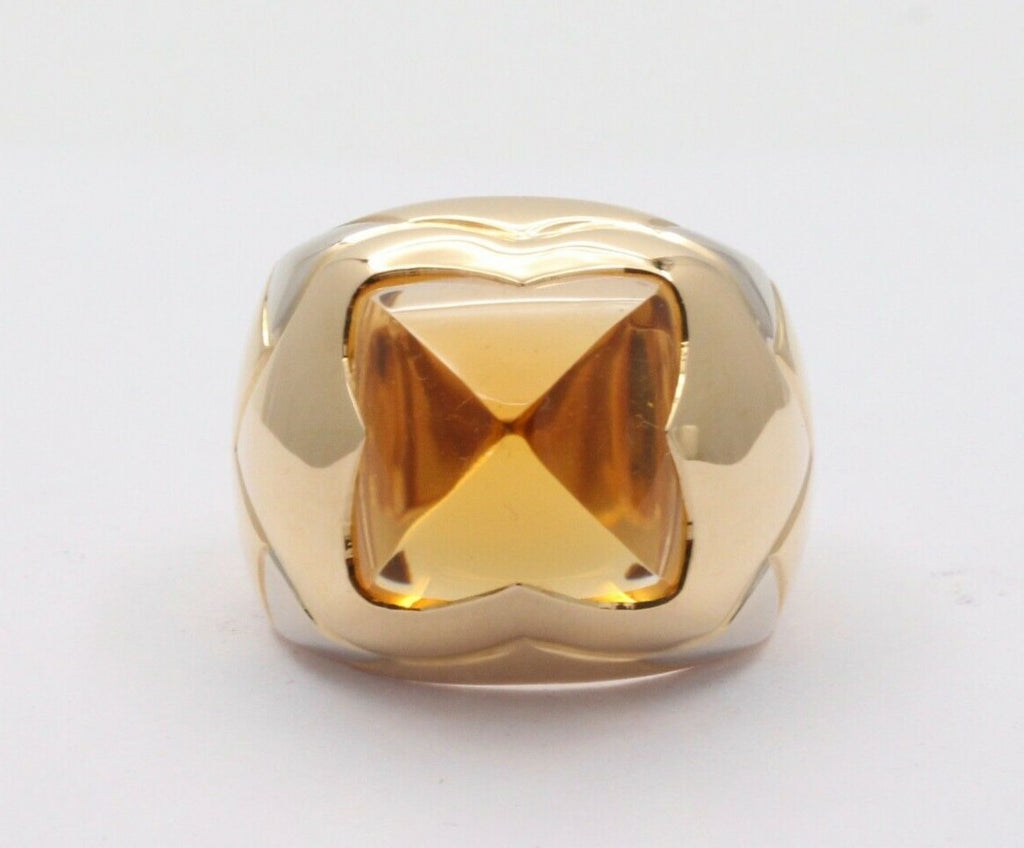 Vintage BVLGARI Gold 18k Yellow Gold Pyramid Citrine Ring