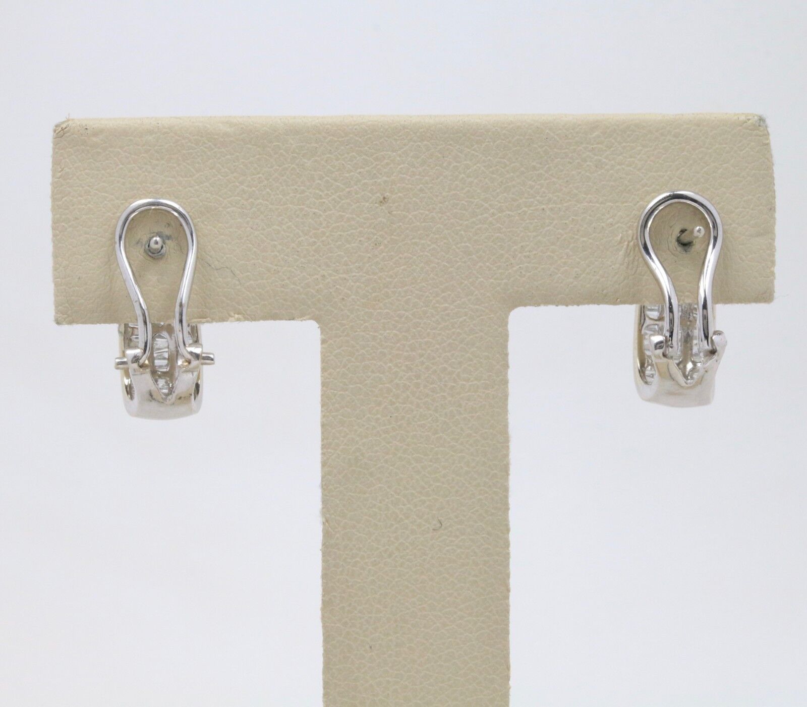 14K White Gold Channel Set Diamond Earrings