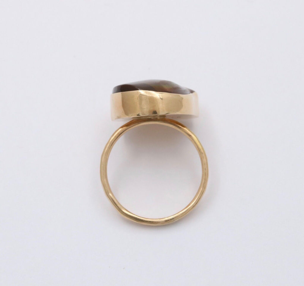 Vintage Fire Agate 14K Yellow Gold Bezel Setting RIng