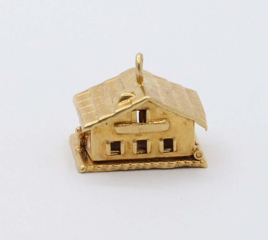 Vintage 14K Yellow Gold Opening House Pendant