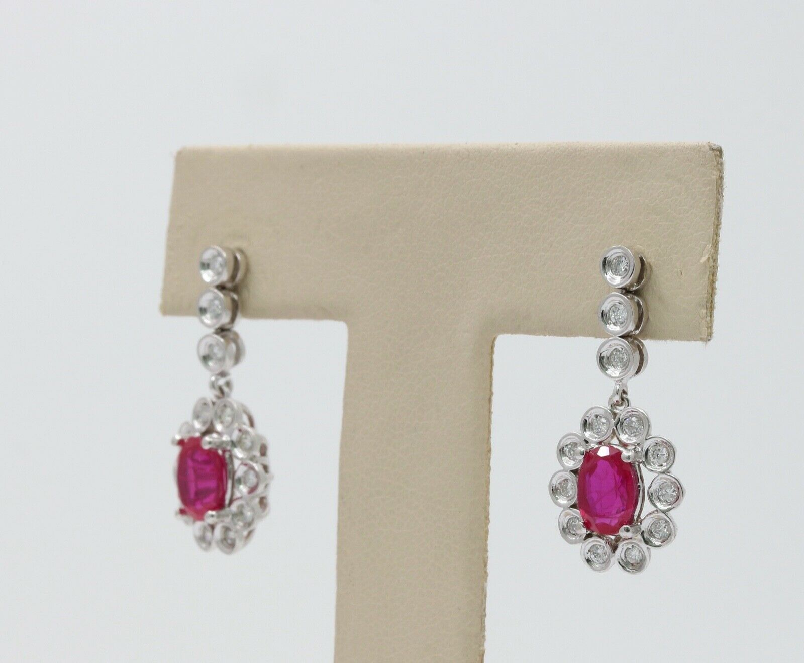 Vintage Ruby Diamonds Teardrop Hanging Earrings