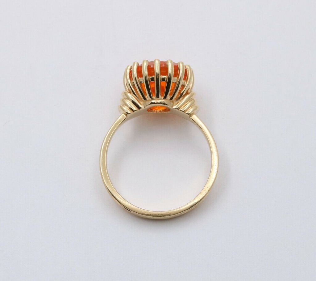 Powerful Orange Mexican Fire Opal 14K Yellow Gold Ring