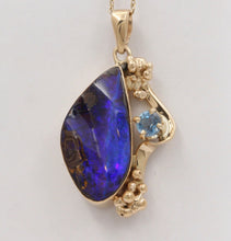 Load image into Gallery viewer, Beautiful Boulder Opal Topaz 14K Yellow Gold Pendant
