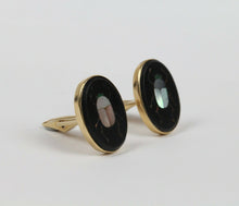 Load image into Gallery viewer, Pietra Dura Vintage 14K Yellow Gold Scarab Cufflinks
