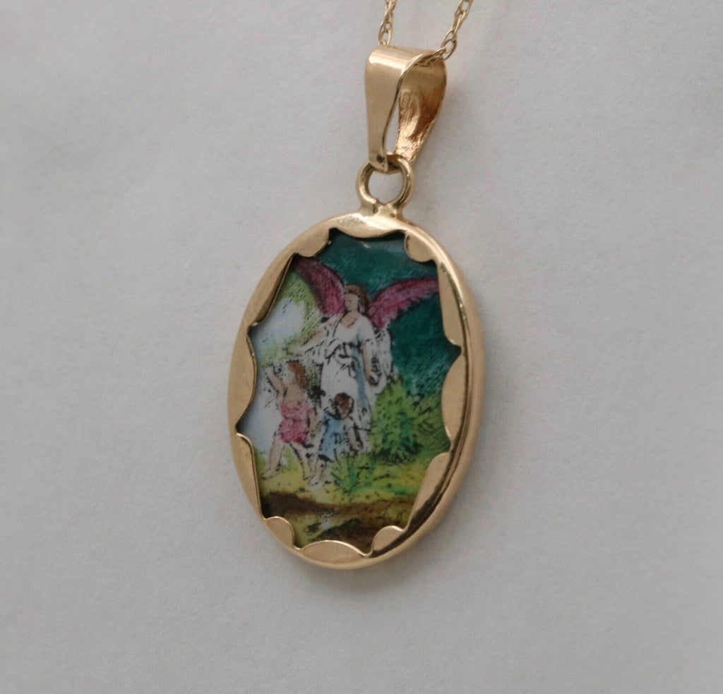 Vintage Angel Pendant Charm 10K Yellow Gold