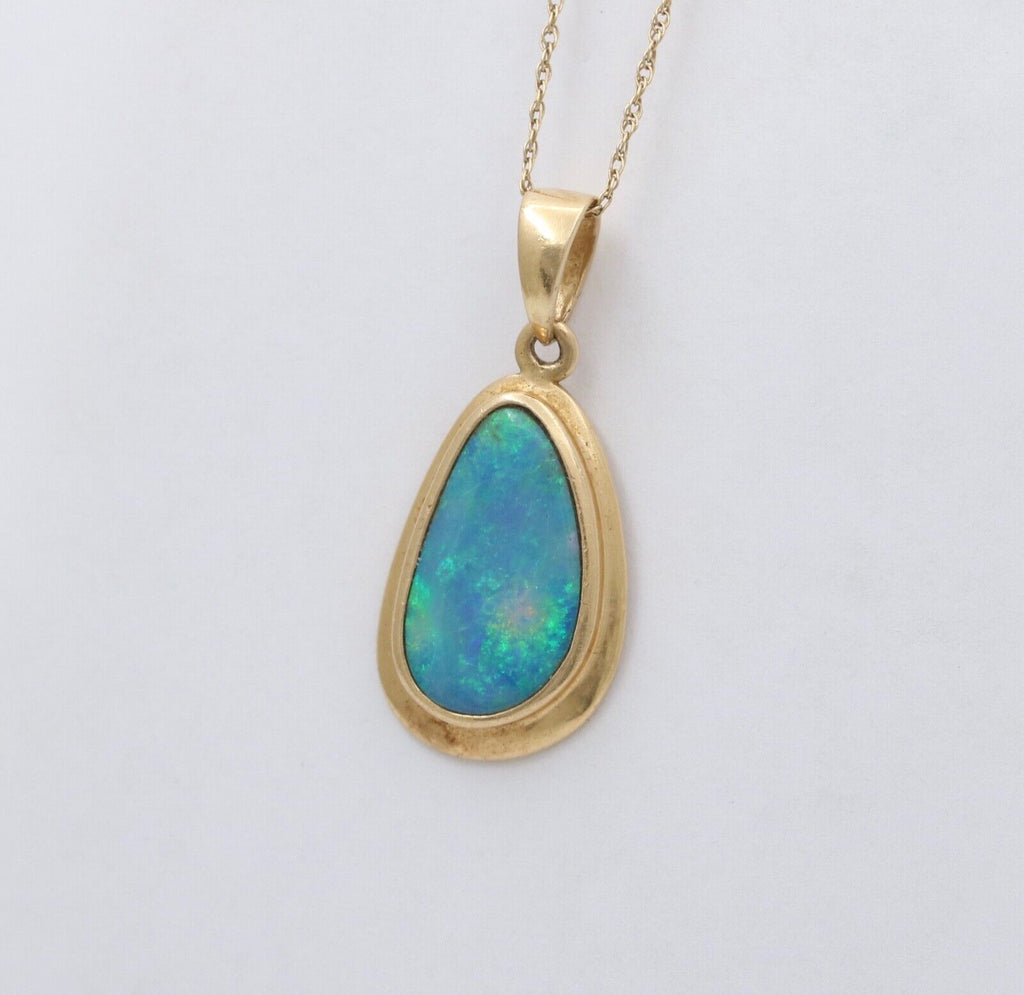 Vintage Boulder Opal 14K Yellow Gold Pendant