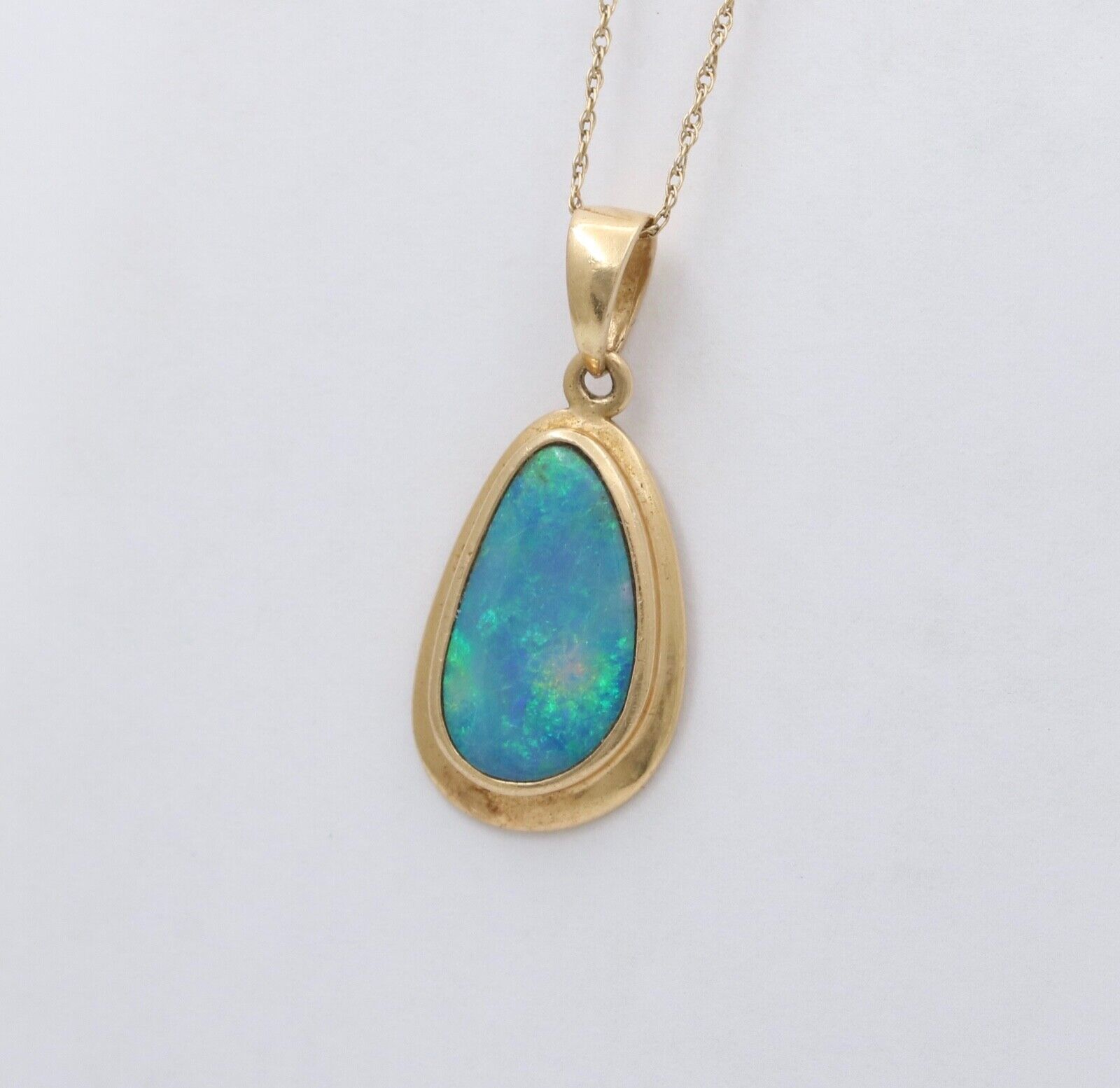 Vintage Boulder Opal 14K Yellow Gold Pendant
