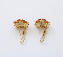 Load image into Gallery viewer, Vintage Madeira Golden Citrines Diamonds 18K Yellow Gold Earrings
