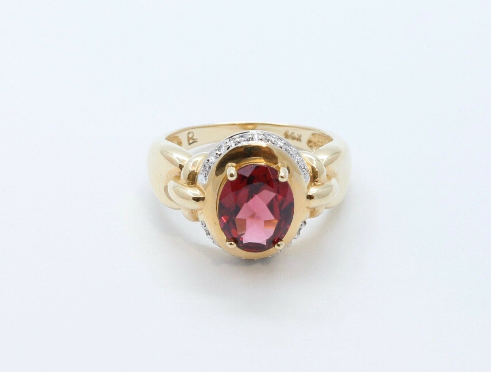 Vintage Tourmaline Diamonds 14K Yellow White Gold Cocktail Ring