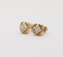 Load image into Gallery viewer, Antique Victorian 14K Yellow &amp; White Gold Old Mine Cut Diamonds Studs Earrings
