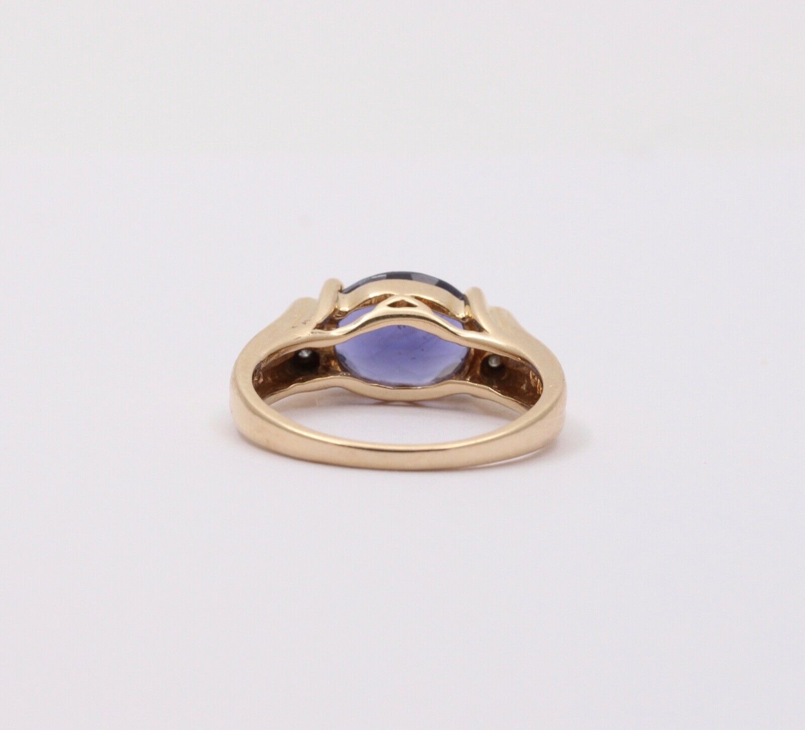 Vintage Iolite Diamonds 14K Yellow Gold Ring