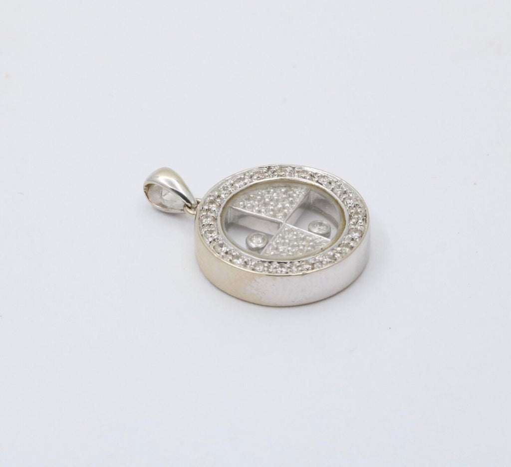 Vintage 14K White Gold Floating Shaker Diamond Circle Pendant