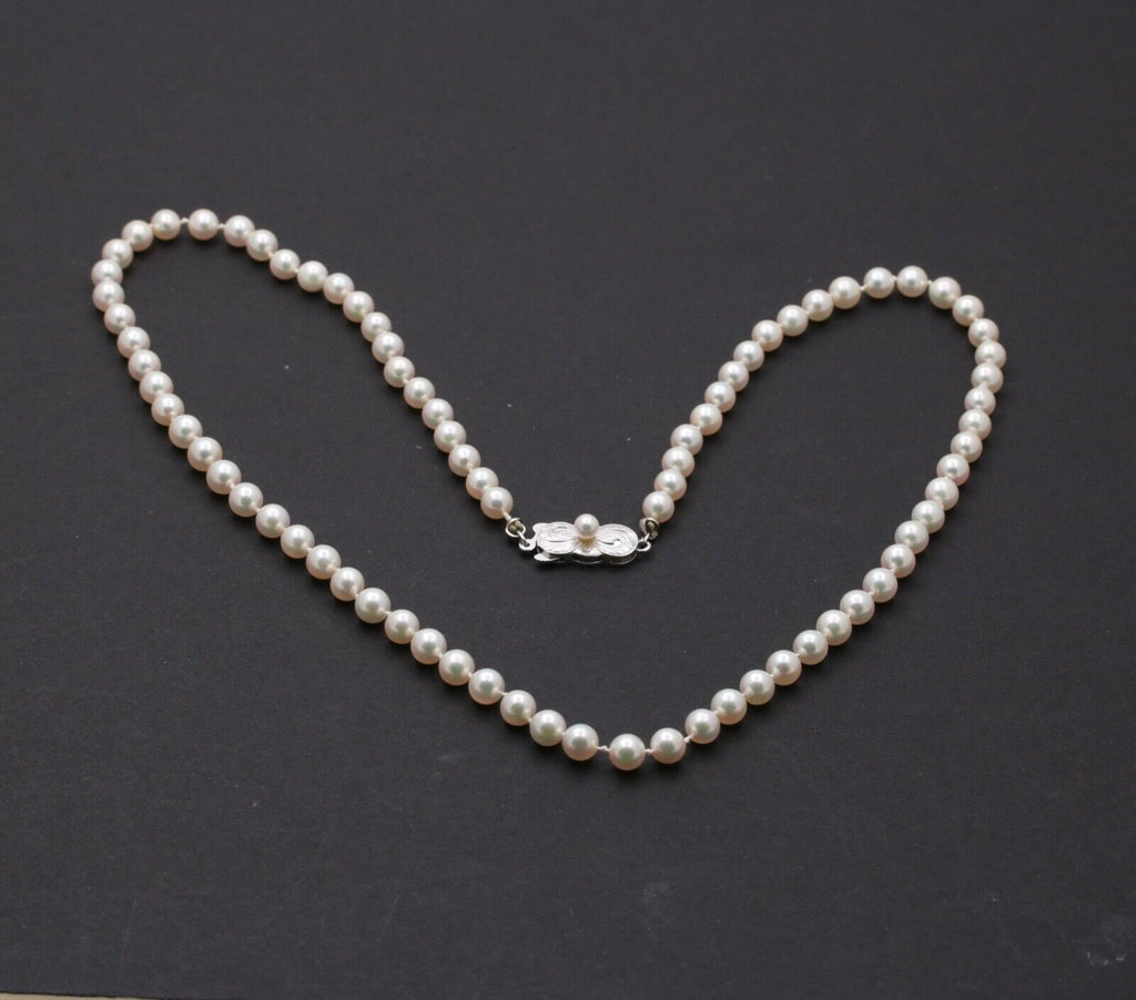 Classic Mikimoto Sterling Silver Cultured Pearl Necklace, June Birthstone.