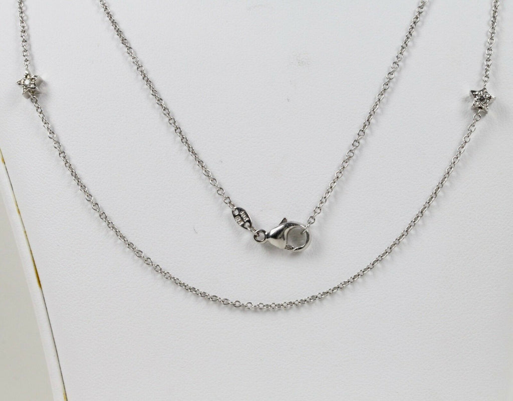 Vintage 18k White Gold Diamond Stackable Necklace