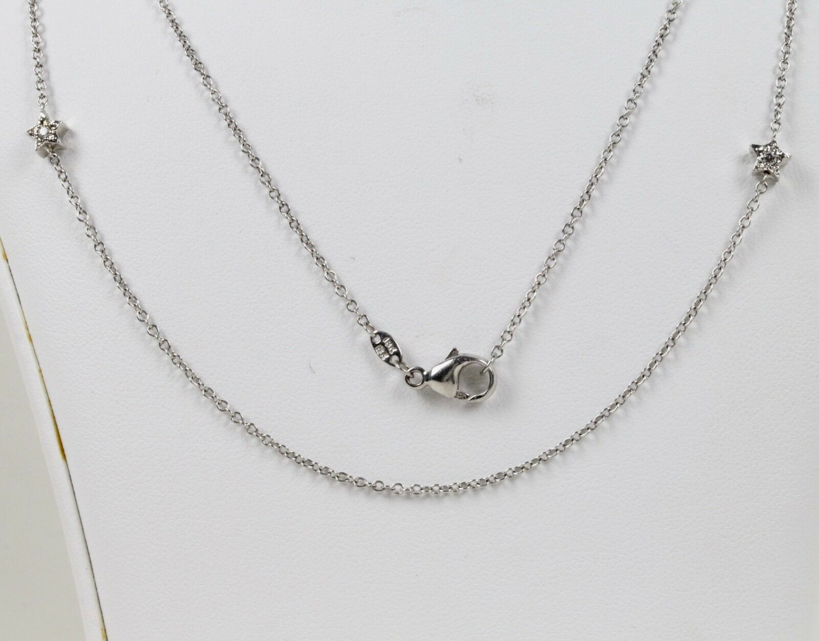 Vintage 18k White Gold Diamond Stackable Necklace