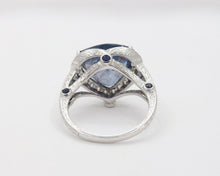 Load image into Gallery viewer, Vintage 18K White Gold Halo Setting Natural Heart Sapphire Diamond Alternative E
