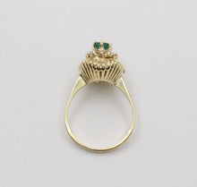 Load image into Gallery viewer, Vintage Emerald Ring Ballerina Damond 14K Yellow Gold Ring, Engagement Ring,
