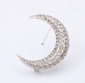 Vintage Diamonds 14K White Gold Crescent Moon Brooch Pin