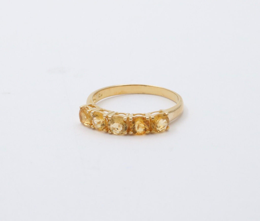 Vintage Citrine 9K Yellow Gold Band Ring