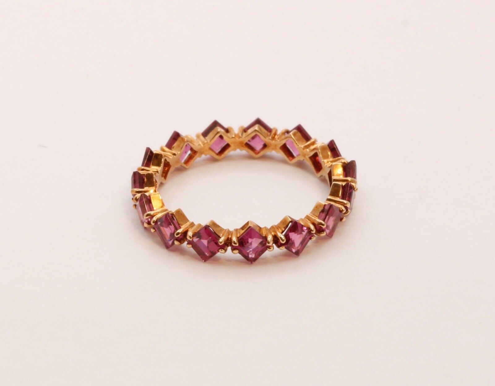 Vintage Ladies Tourmaline 14K Rose Gold Eternity Band