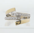 Vintage Ladies Diamonds 14K Yellow Gold Bypass Ring