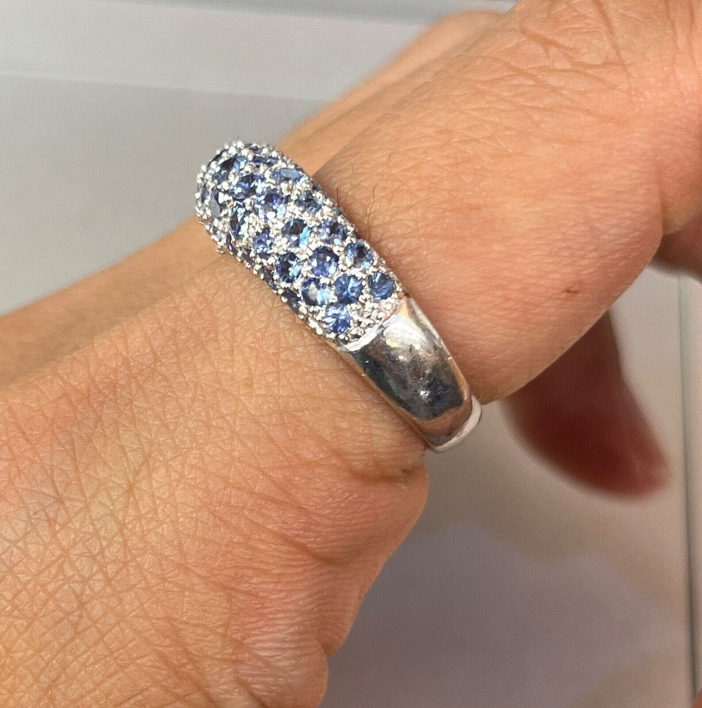 Vintage 18K Gold Sapphire Pave Ring Band