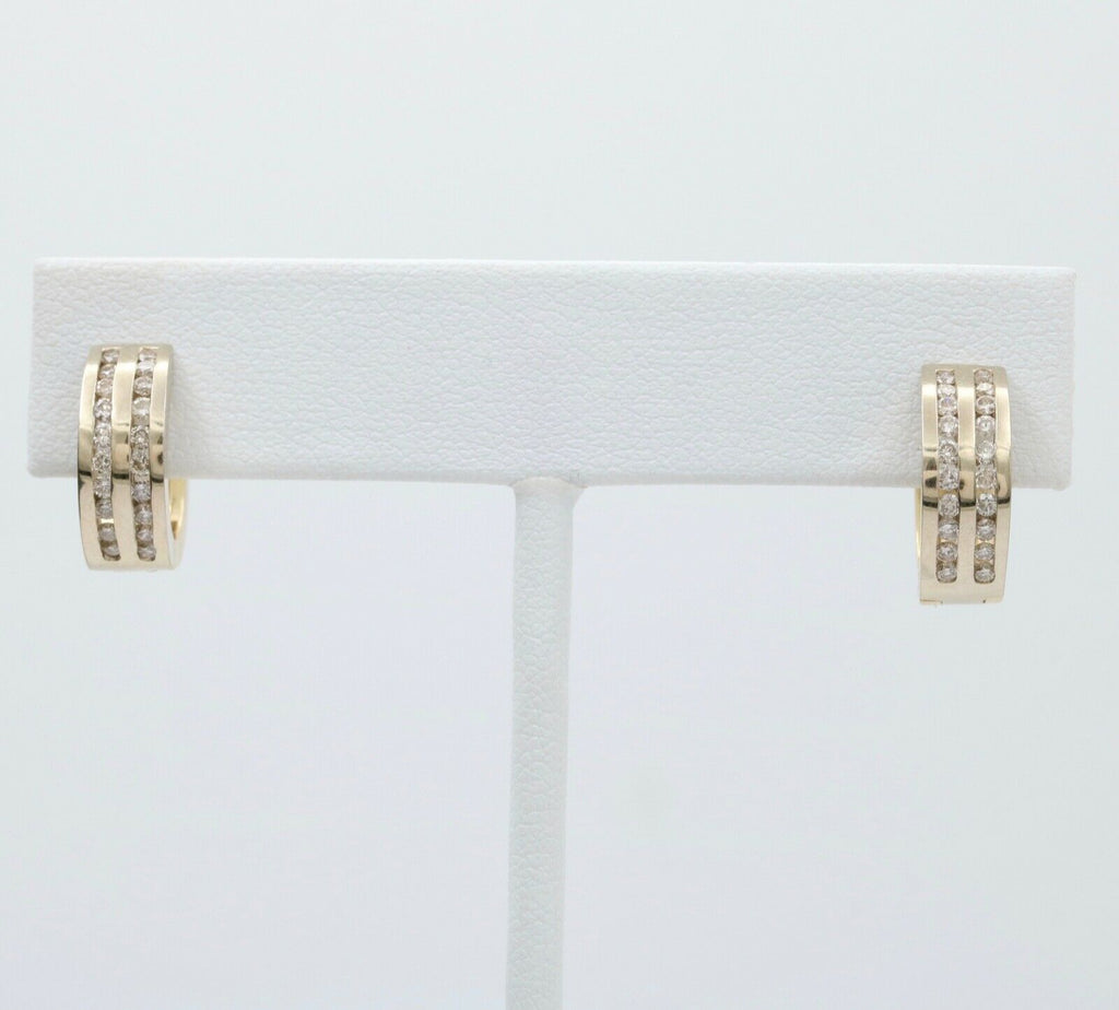 Classic Petite 14K White & Yellow Gold Diamonds Huggies Earrings
