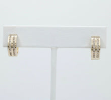 Load image into Gallery viewer, Classic Petite 14K White &amp; Yellow Gold Diamonds Huggies Earrings
