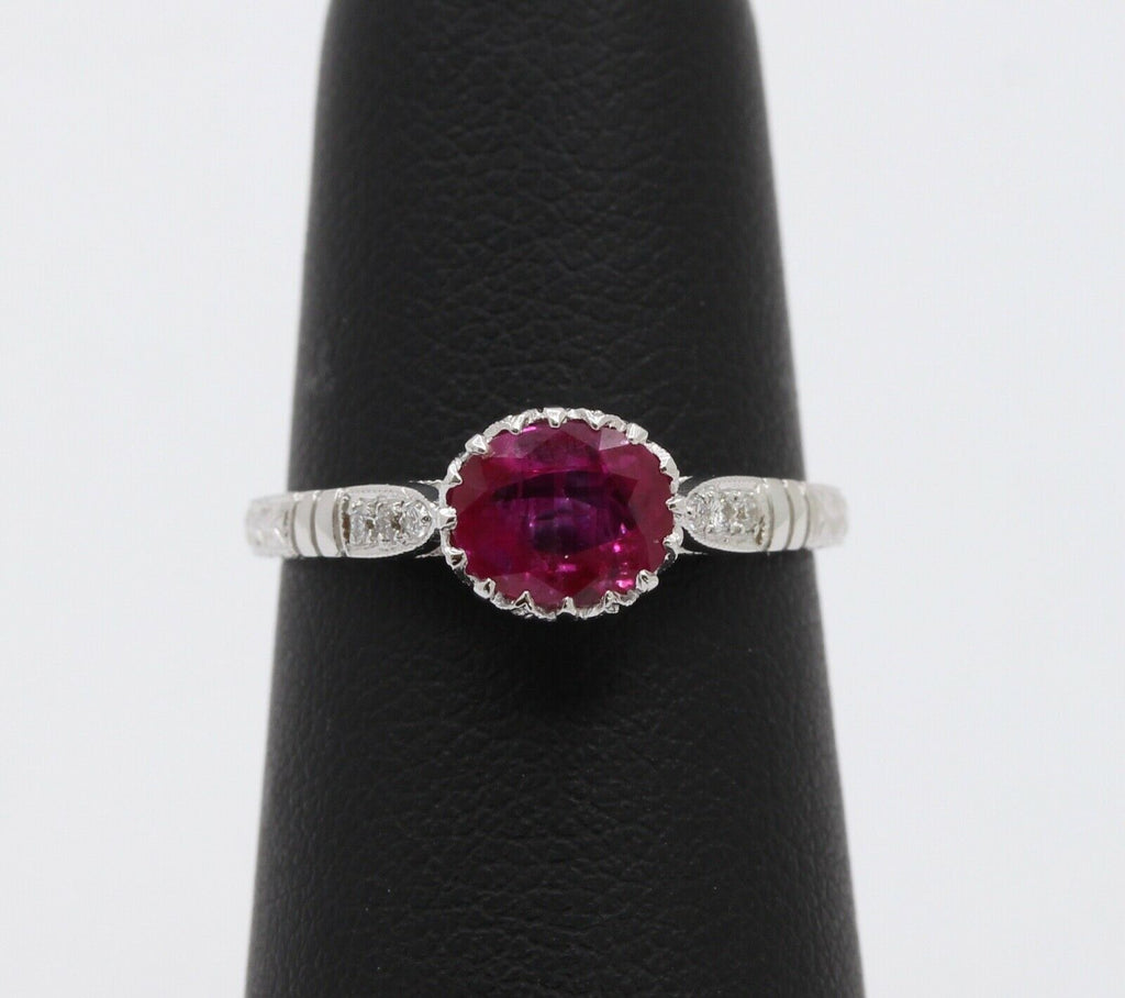 Beautiful Burmese Ruby Diamonds Ring
