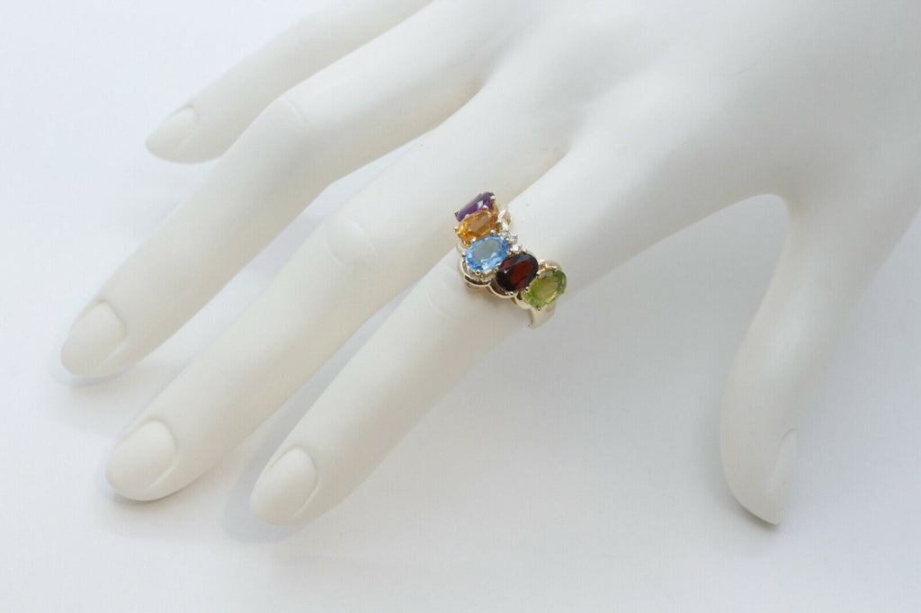 Beautiful Vintage Ladies 14K Yellow Gold Multi Stone Ring
