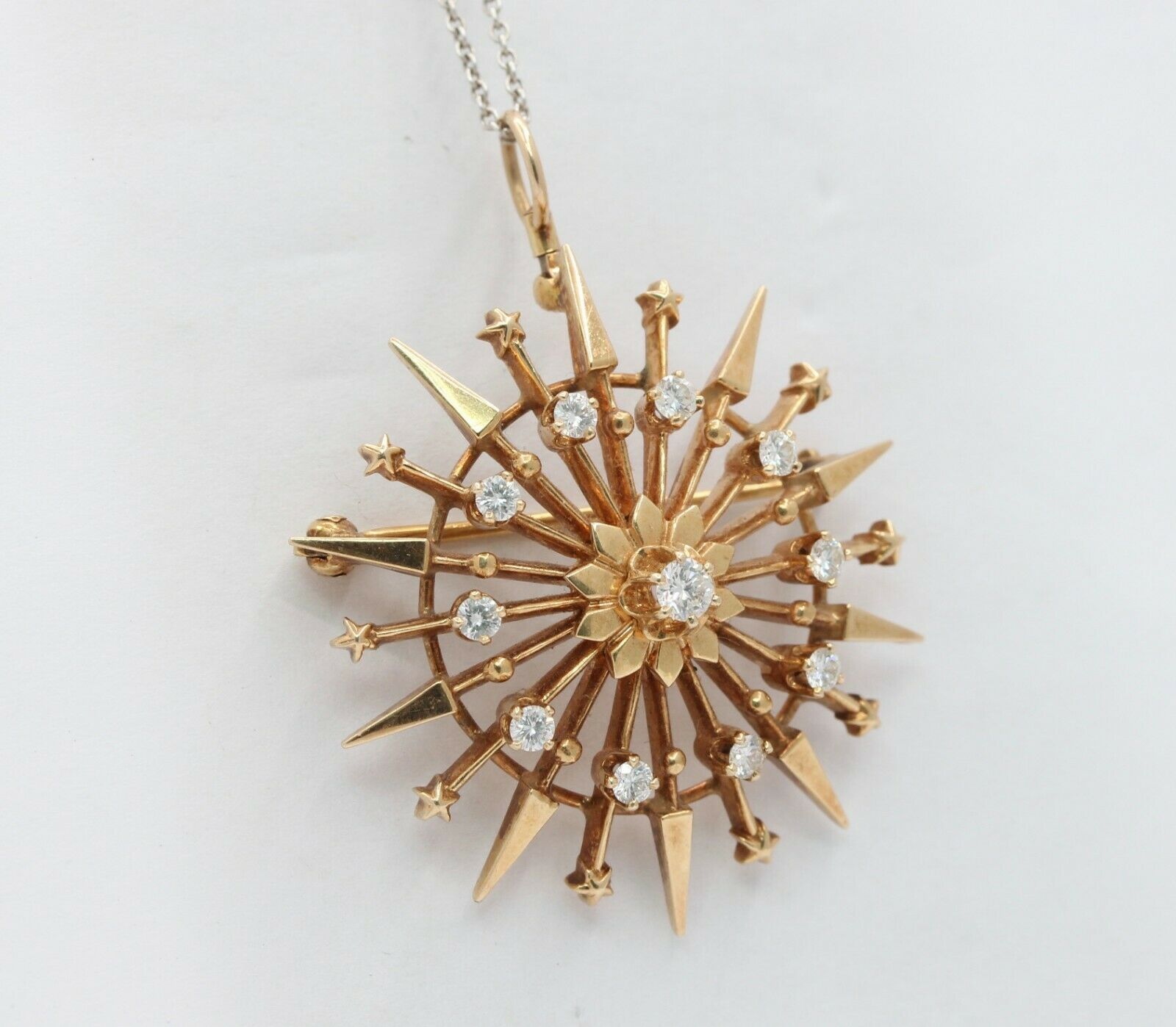 Vintage 14K Yellow Gold Diamond Star Pendant